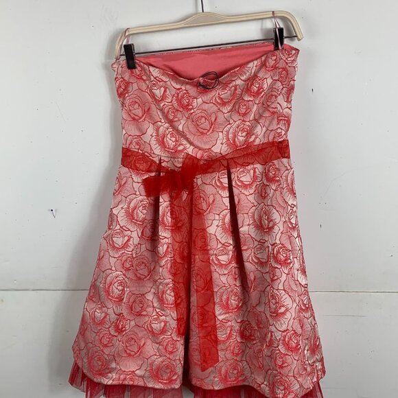 Anthropologie Eva Franco Floral Red Sleeveless Mini Prom Dress - Picture 2 of 2